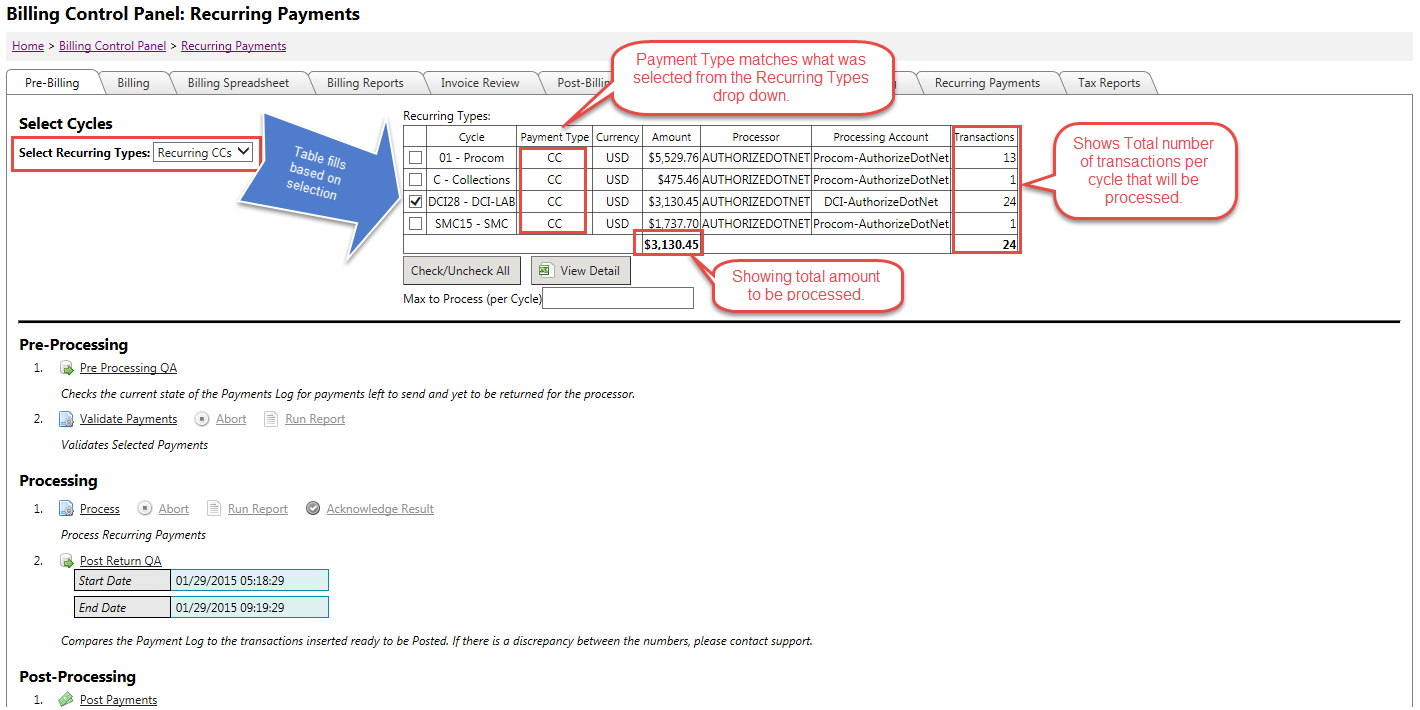 Billing Control Panel